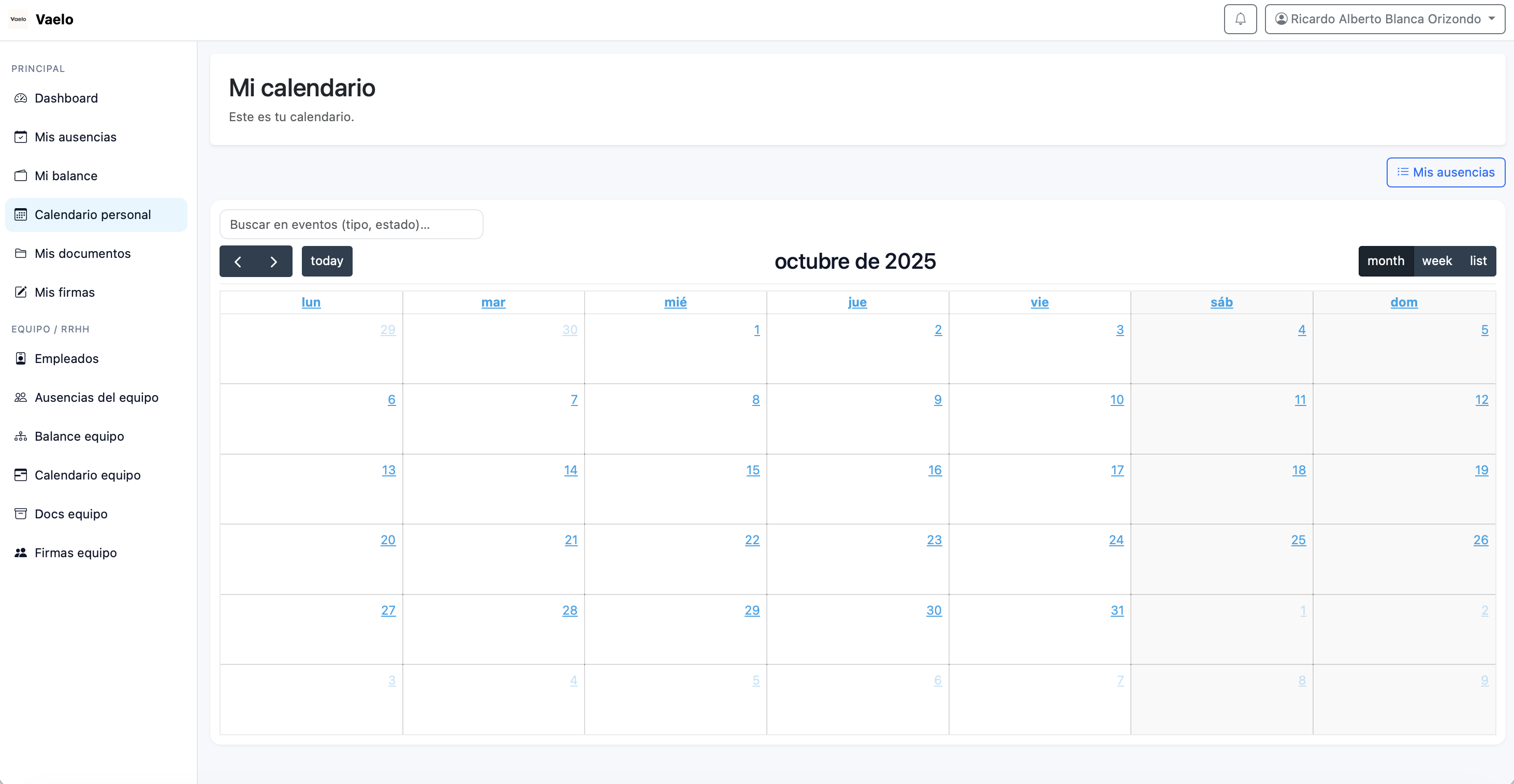 Calendario Vaelo